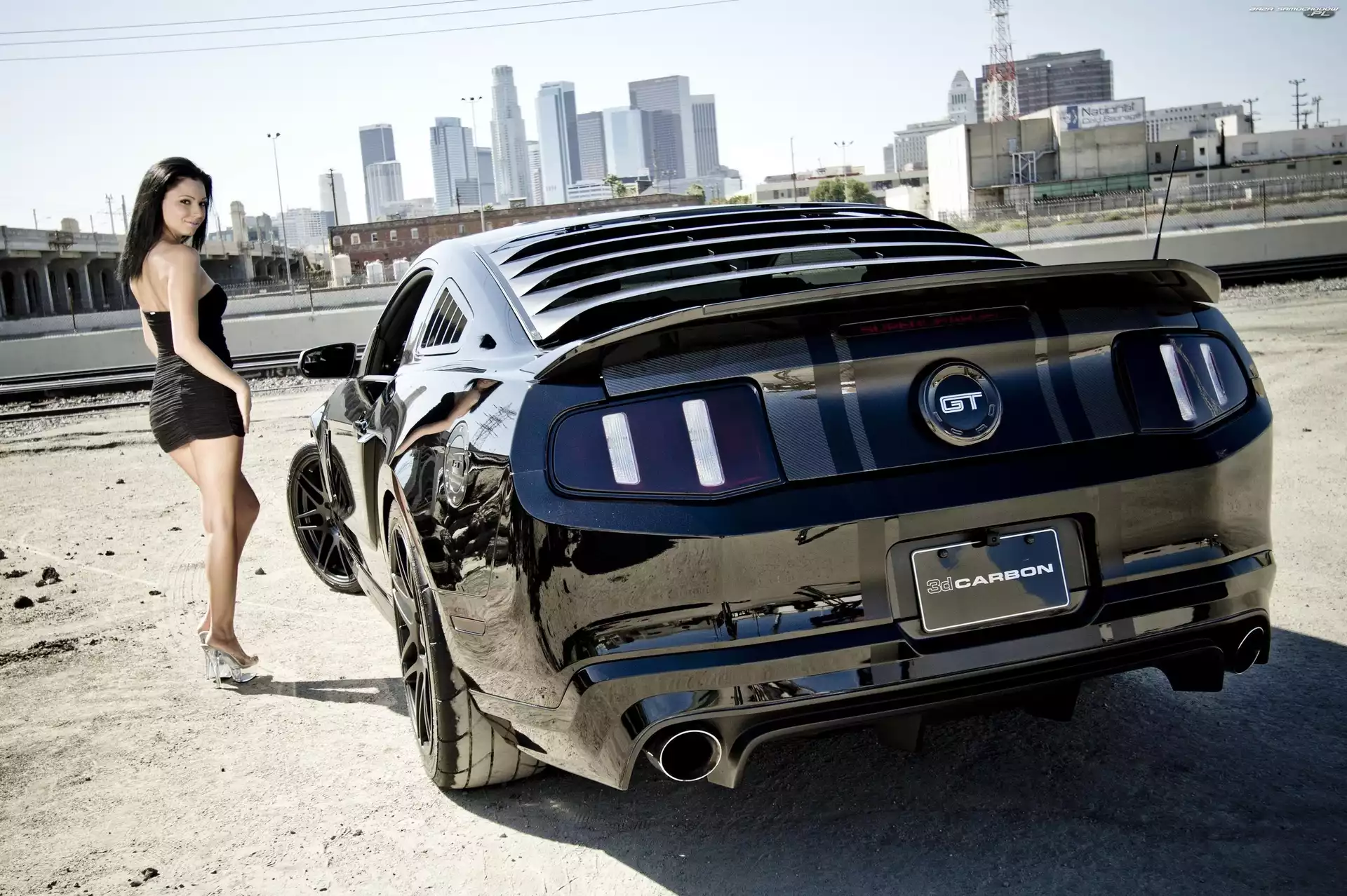 Kobieta, Mustang, Girl car, Ford