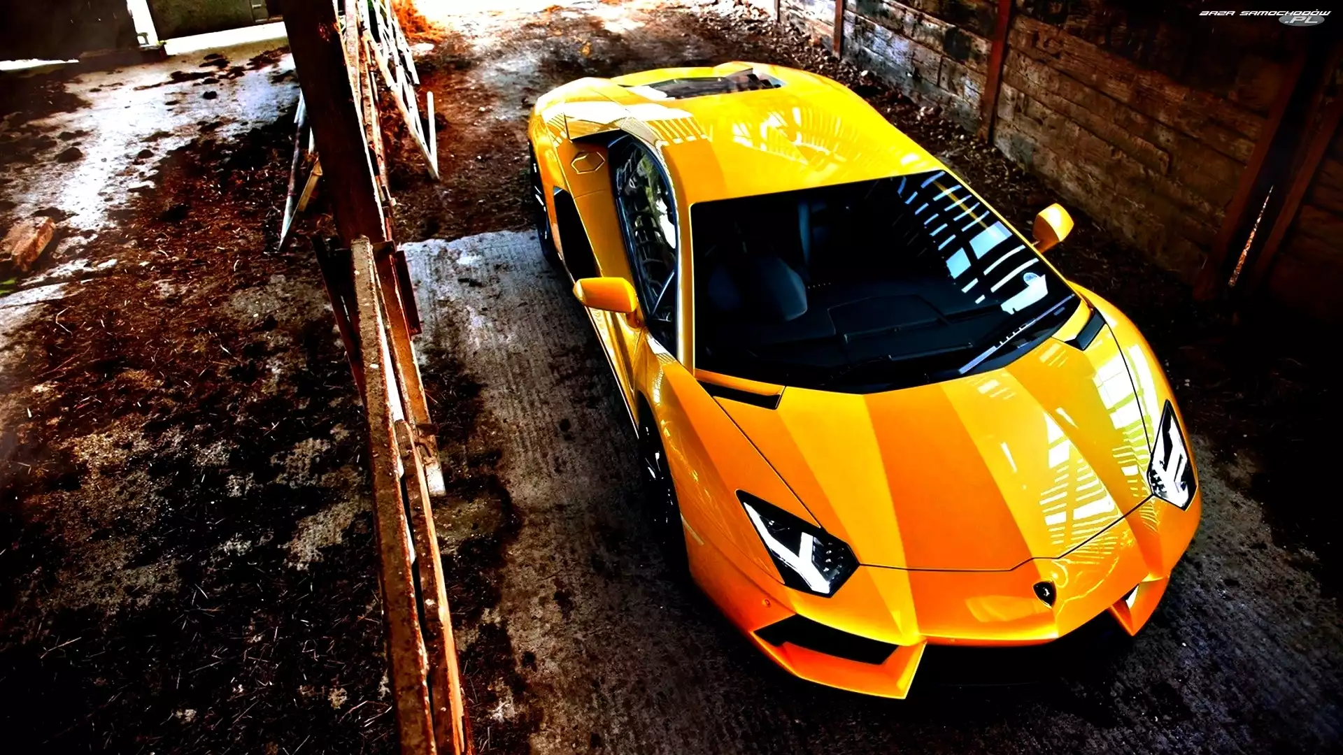 , Samochód, Aventador, Lamborghini, Żółty