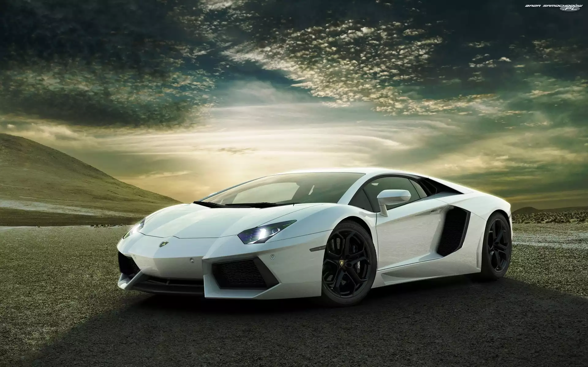 Lamborghini, Droga, Białe, Aventador