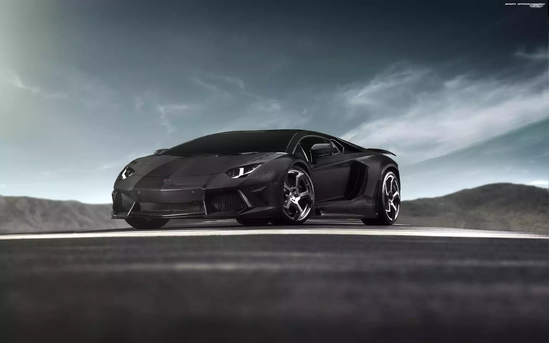 Lamborghini, Droga, Czarne, Aventador