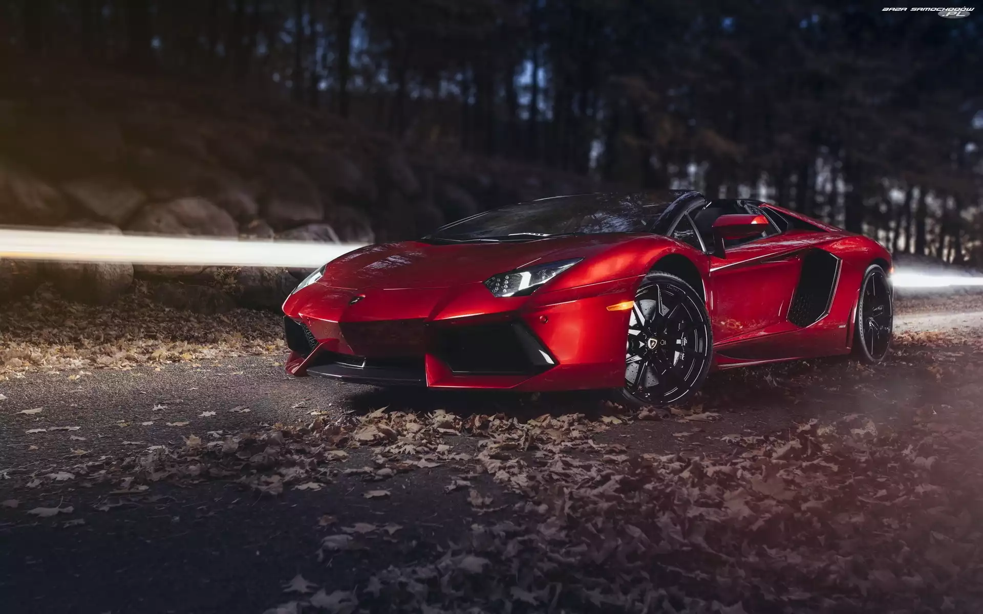 Lamborghini, Drzewa, Samochód, Ulica