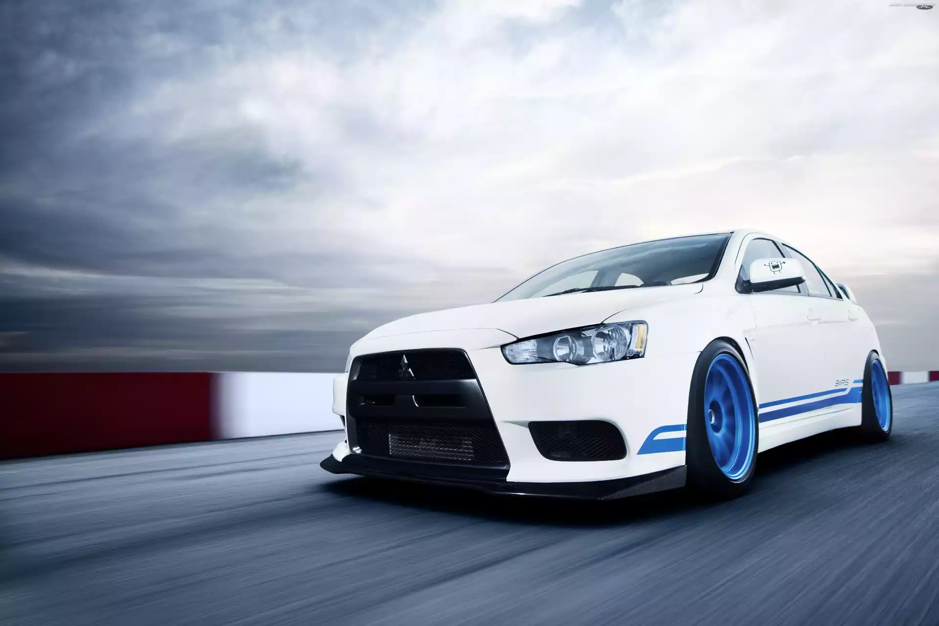 Lancer, Niebieskie felgi, Mitsubishi, Evo X