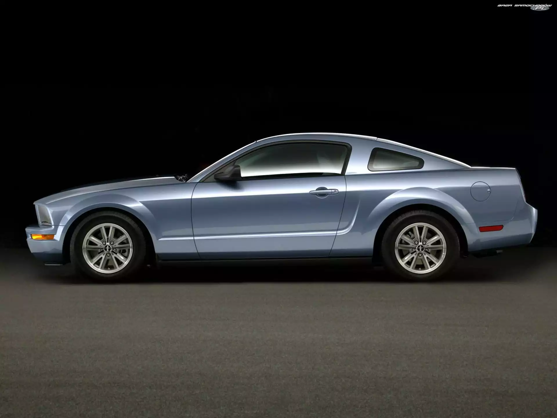 Lewy Profil, Niebieski, Ford Mustang