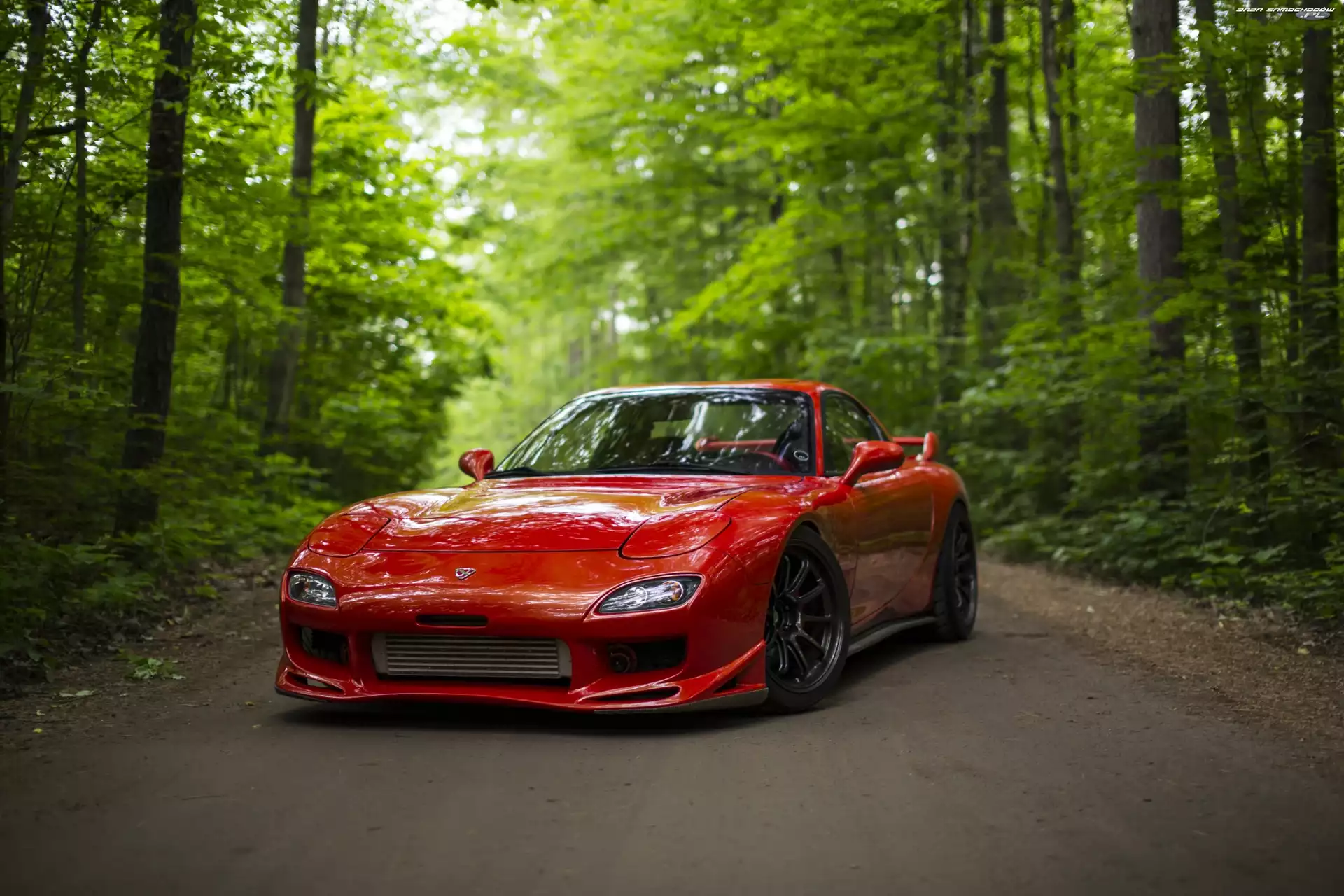Mazda RX-7, Drzewa, Czerwona, Droga