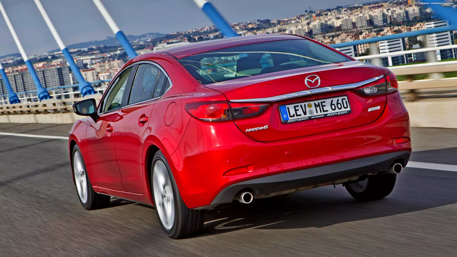 Mazda 6, Tył, Czerwona, Sedan