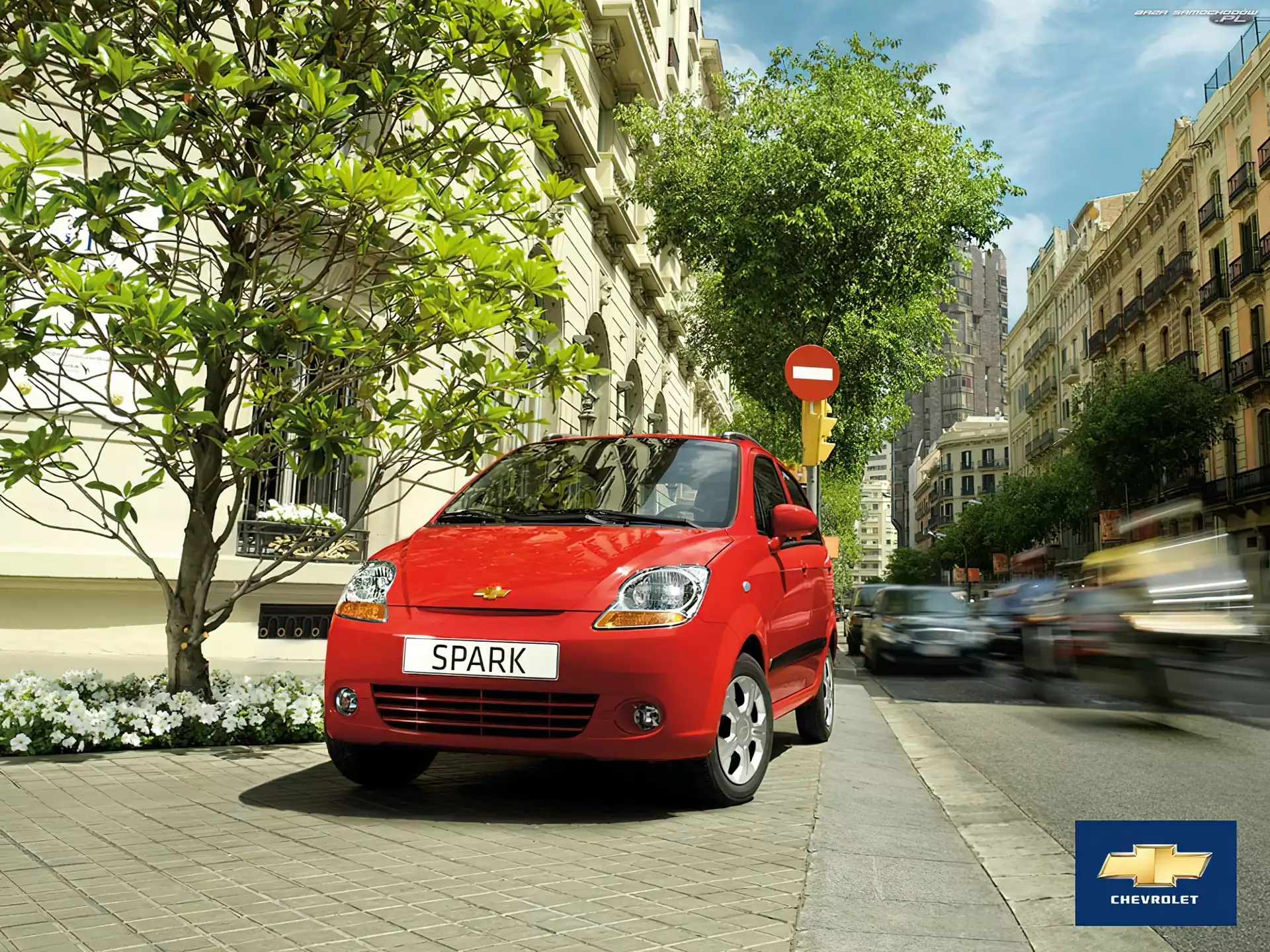 Miasto, Czerwony, Chevrolet Spark