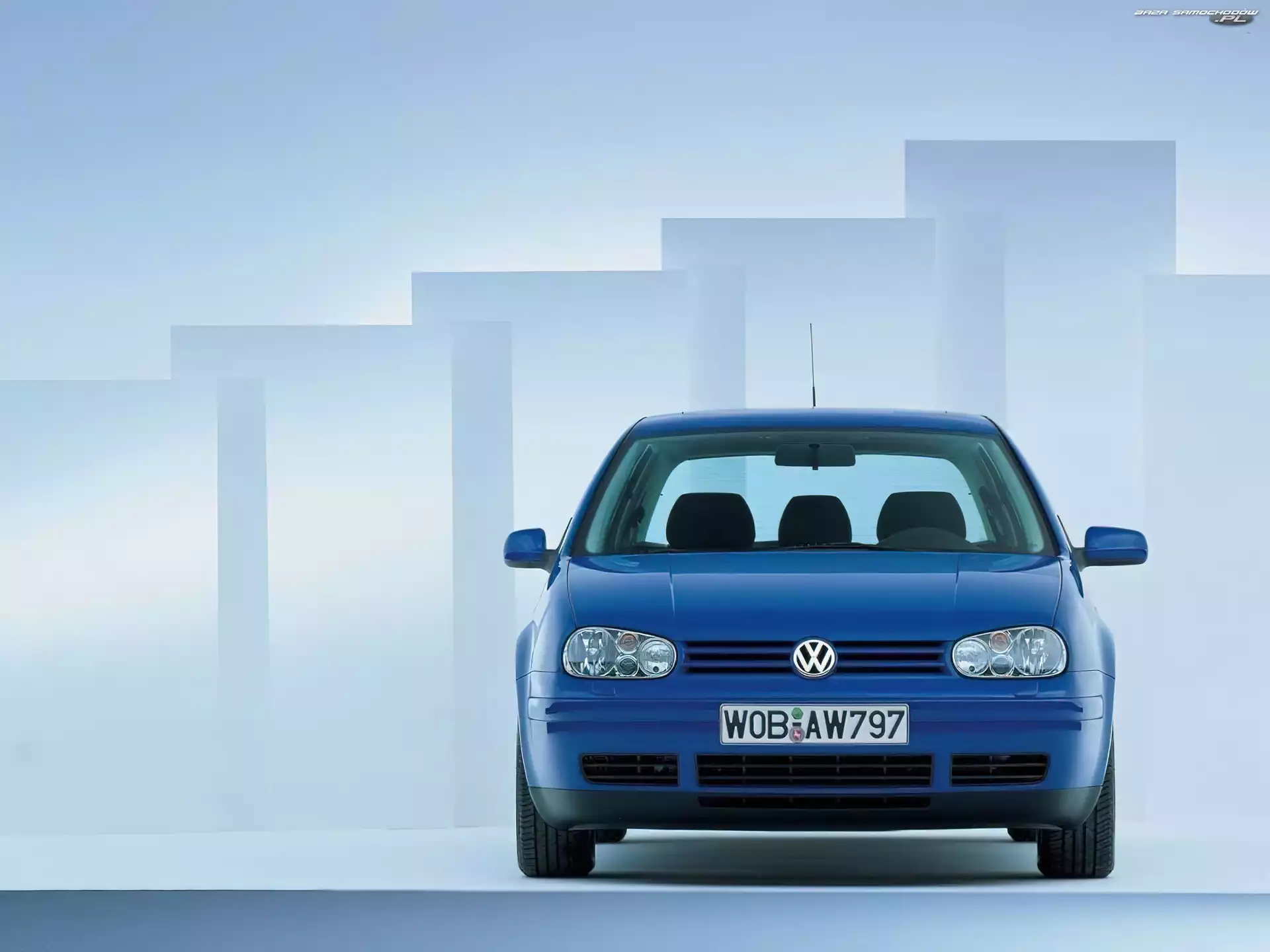 Niebieski, Lampy, Volkswagen Golf 4, Przód