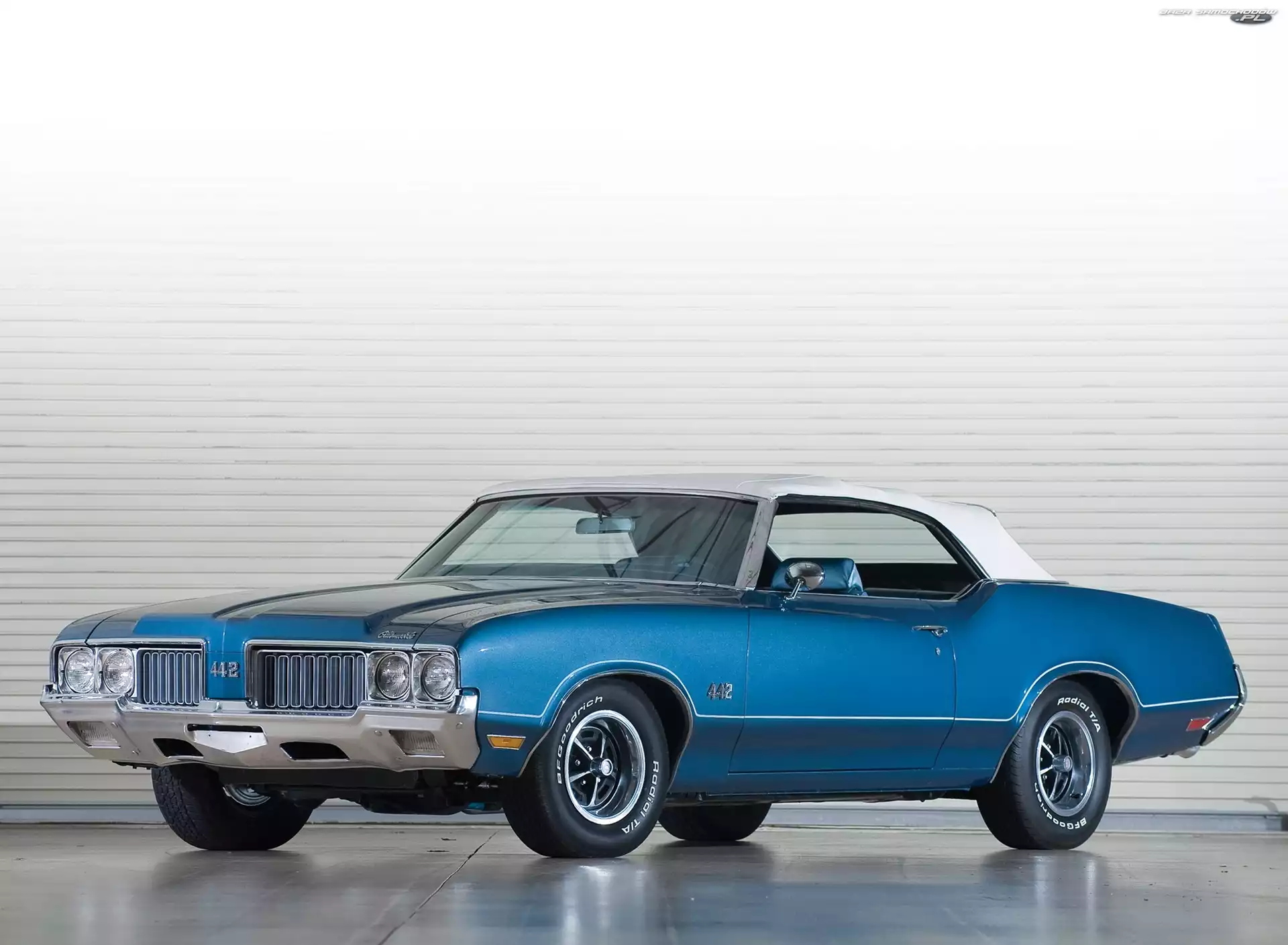 Oldsmobile 442, Niebieski, Zabytkowy, Kabriolet