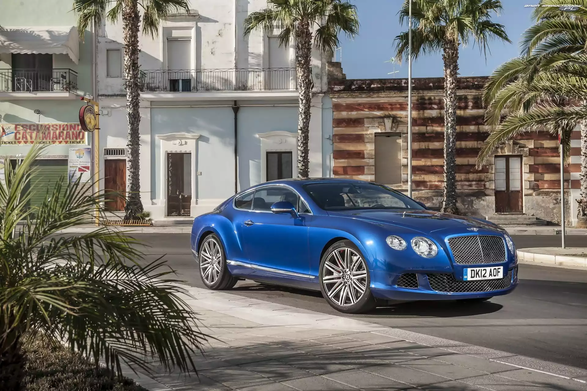 Continental, Niebieski, Palmy, Dom, Bentley, GT Speed