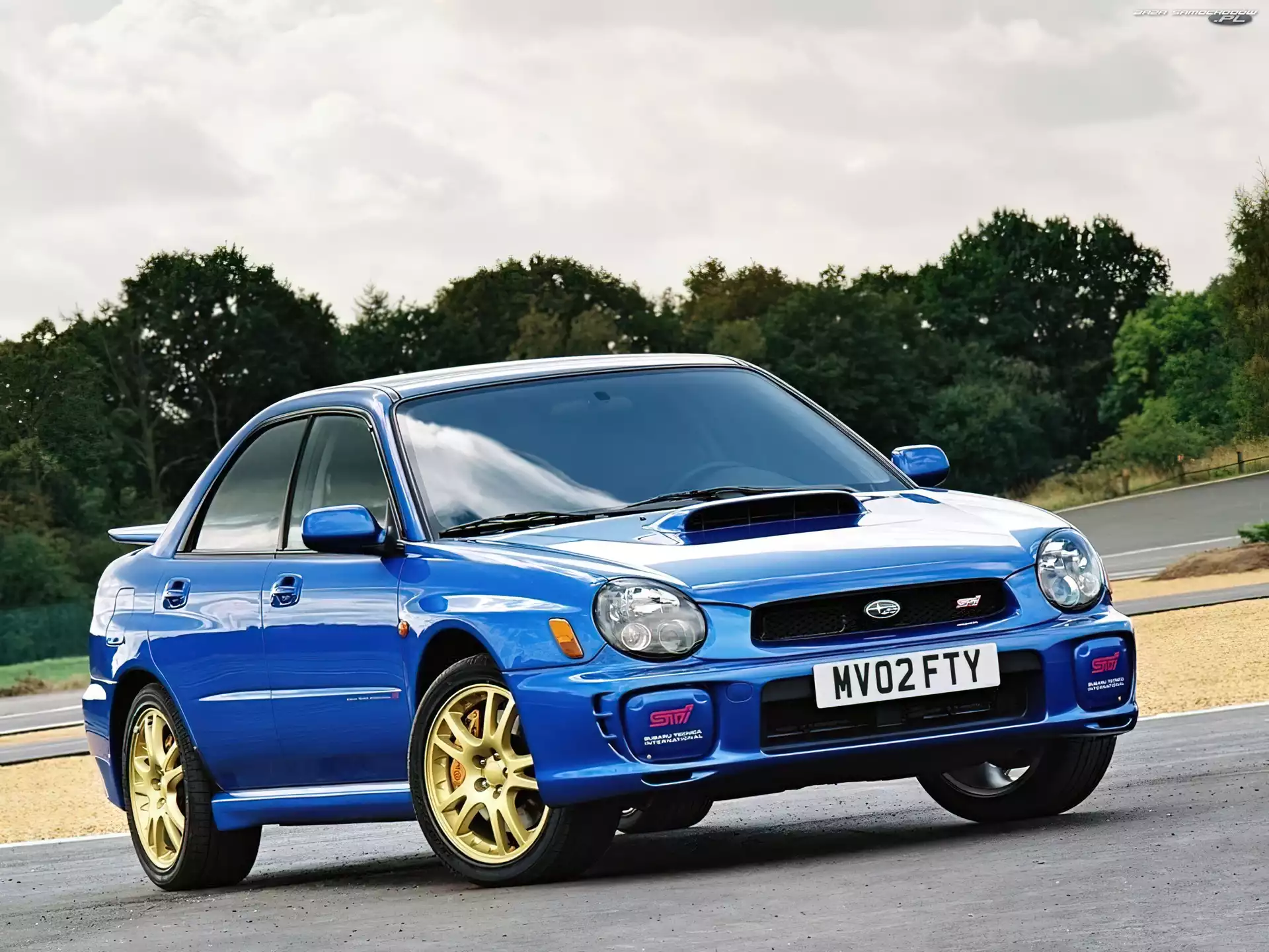 Niebieskie, Złote Alufelgi, Subaru Impreza, VTI