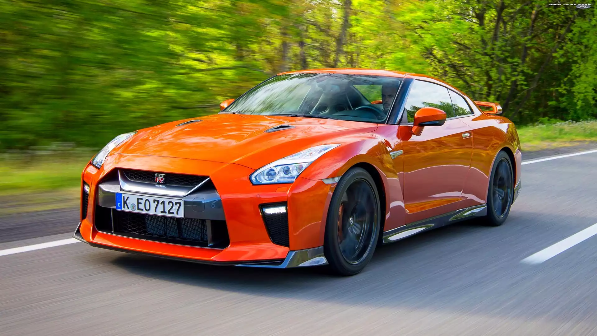 Nissan GT-R, Droga, Czerwony, Las