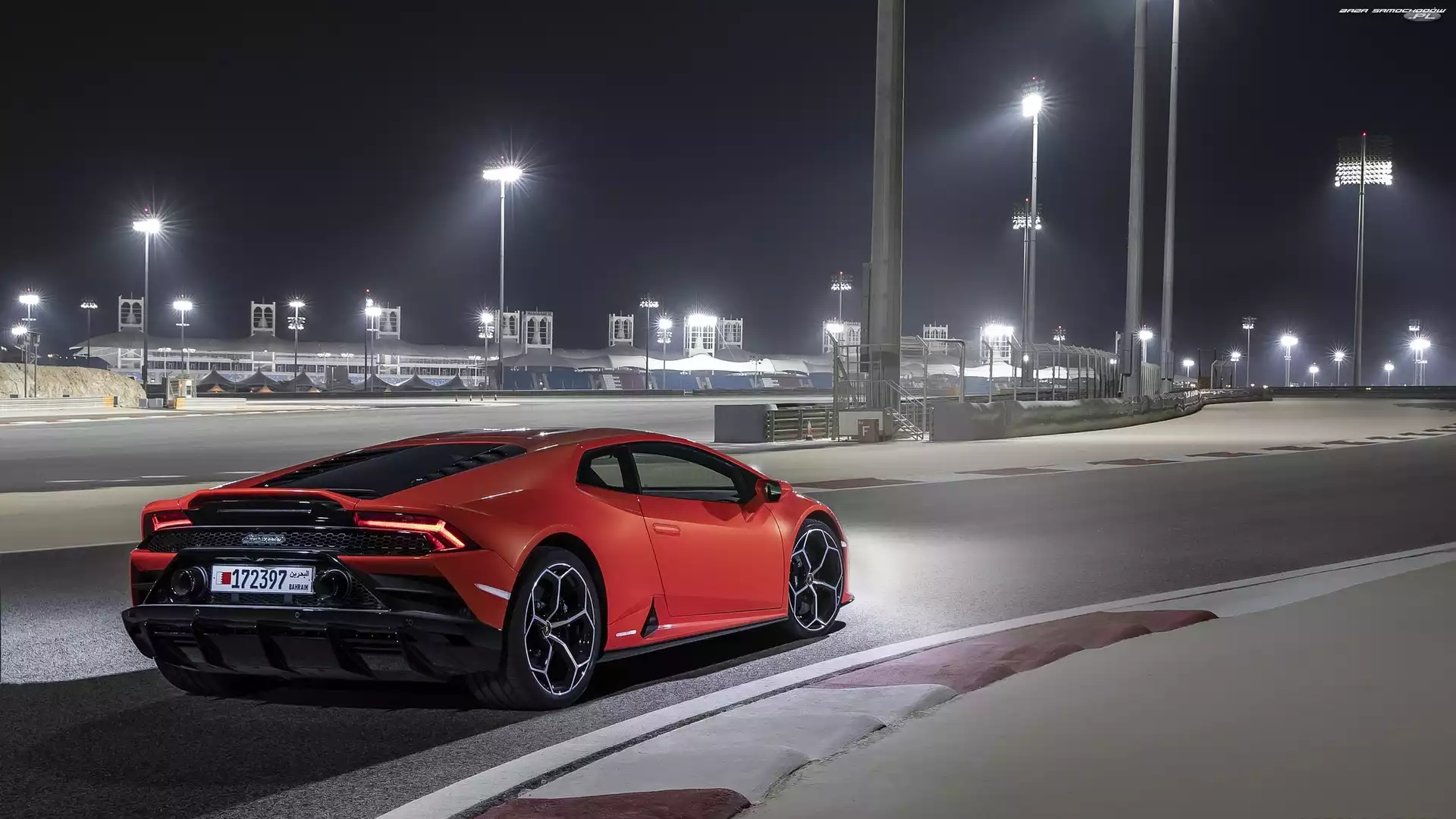 Noc, Oświetlenie, EVO, Lamborghini Huracan, Ulica
