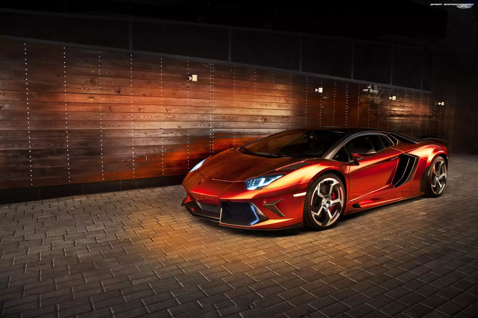 Nowoczesny, Lamborghini Aventador, Złoty, Samochód