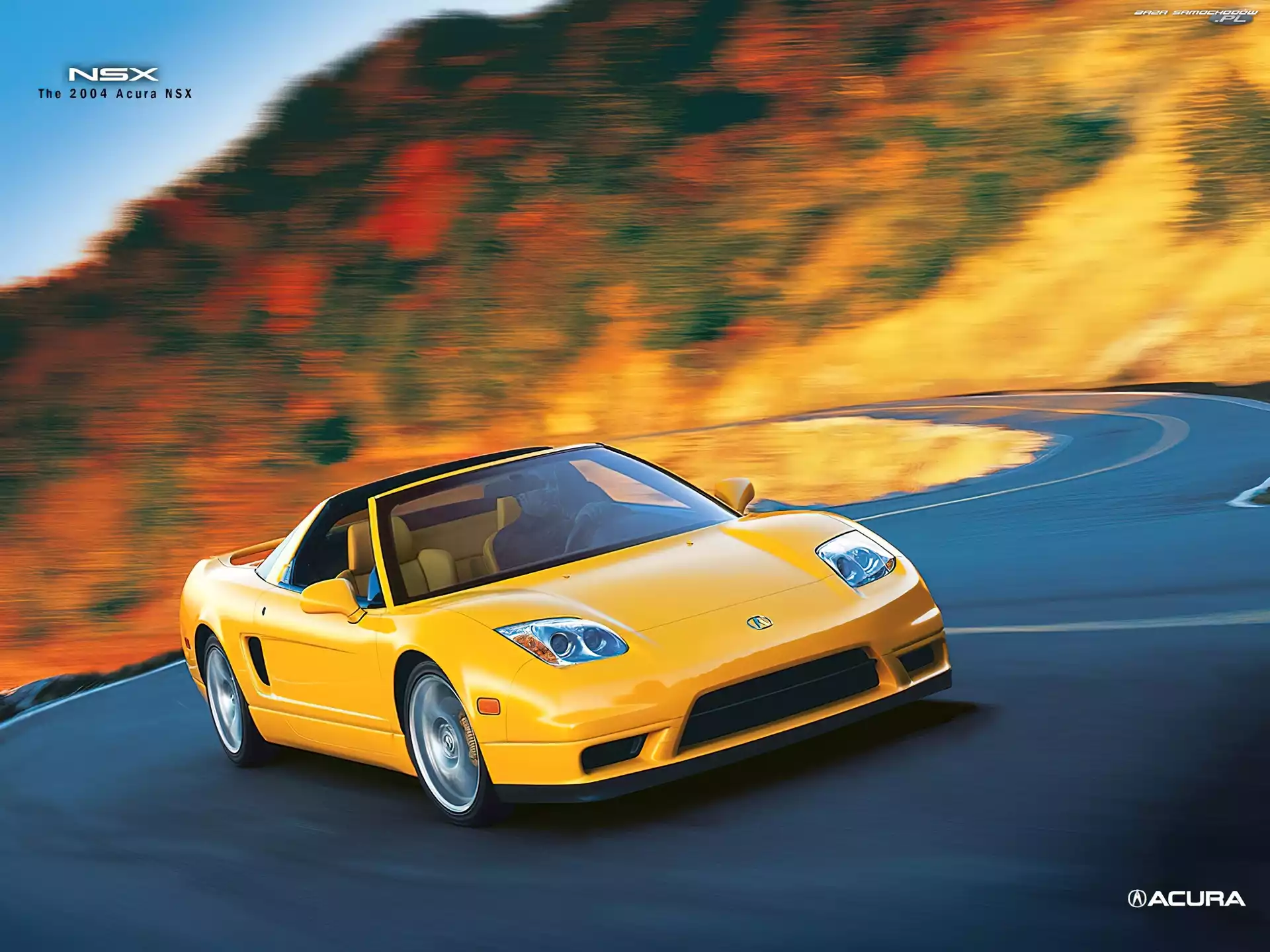 Żółte, Prospekt, Acura NSX, Skóry