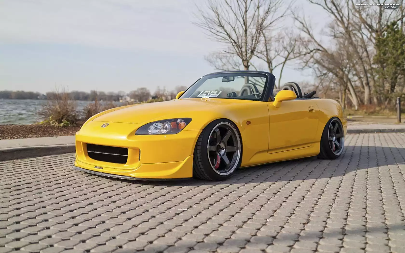 Żółta, Honda, Felgi, Jesień, S2000, Jezioro