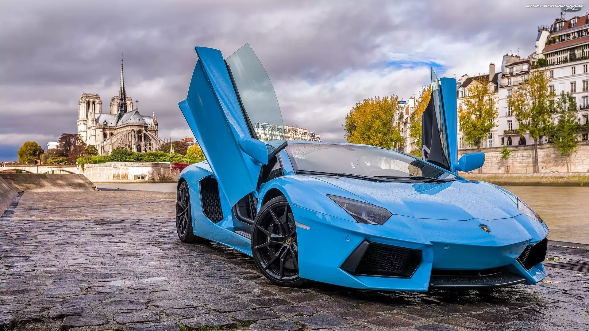 Panorama, Paryż, Aventador, Lamborghini, Parking