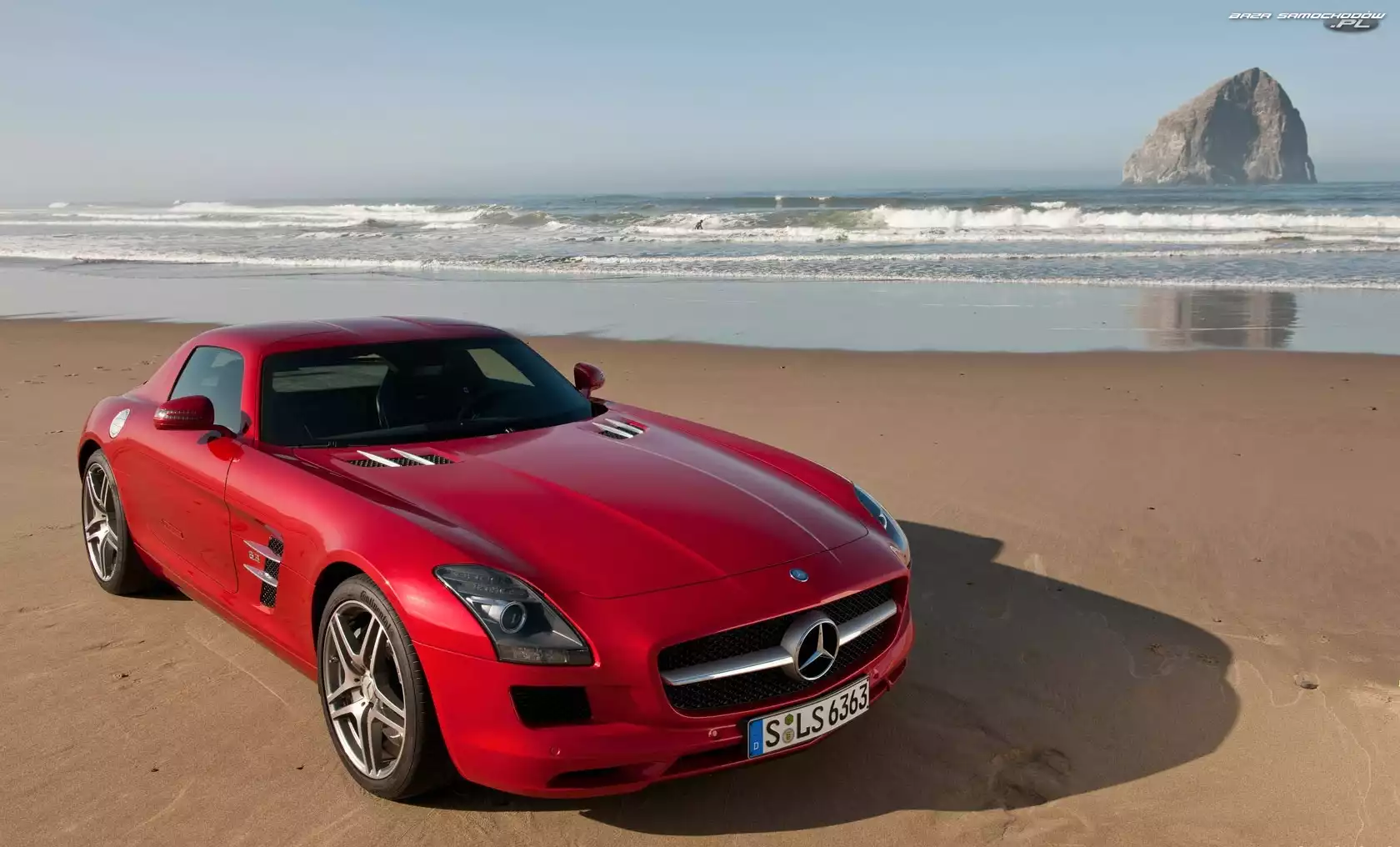Plaża, Czerwony, Mercedes SLS