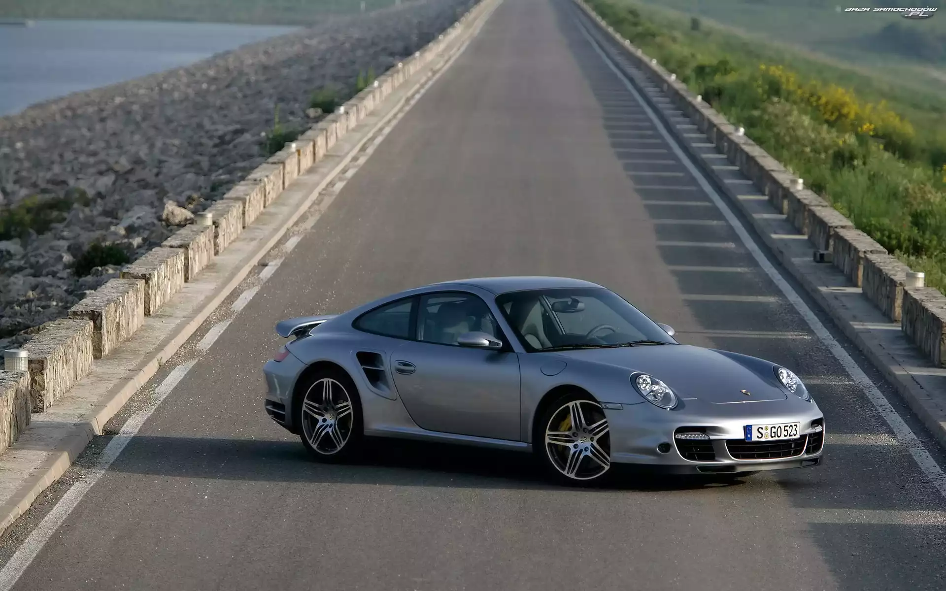 , Porsche, Srebrny, Turbo, Droga, Samochód, 911