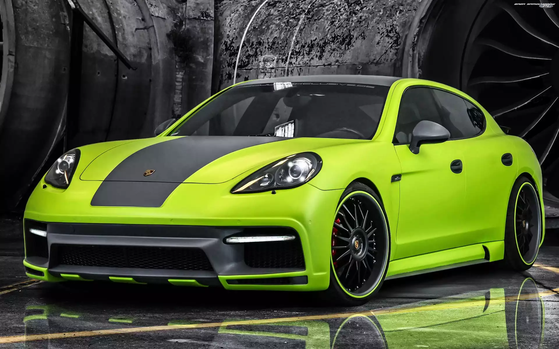 Porsche, Zielony, Samochód, Panamera