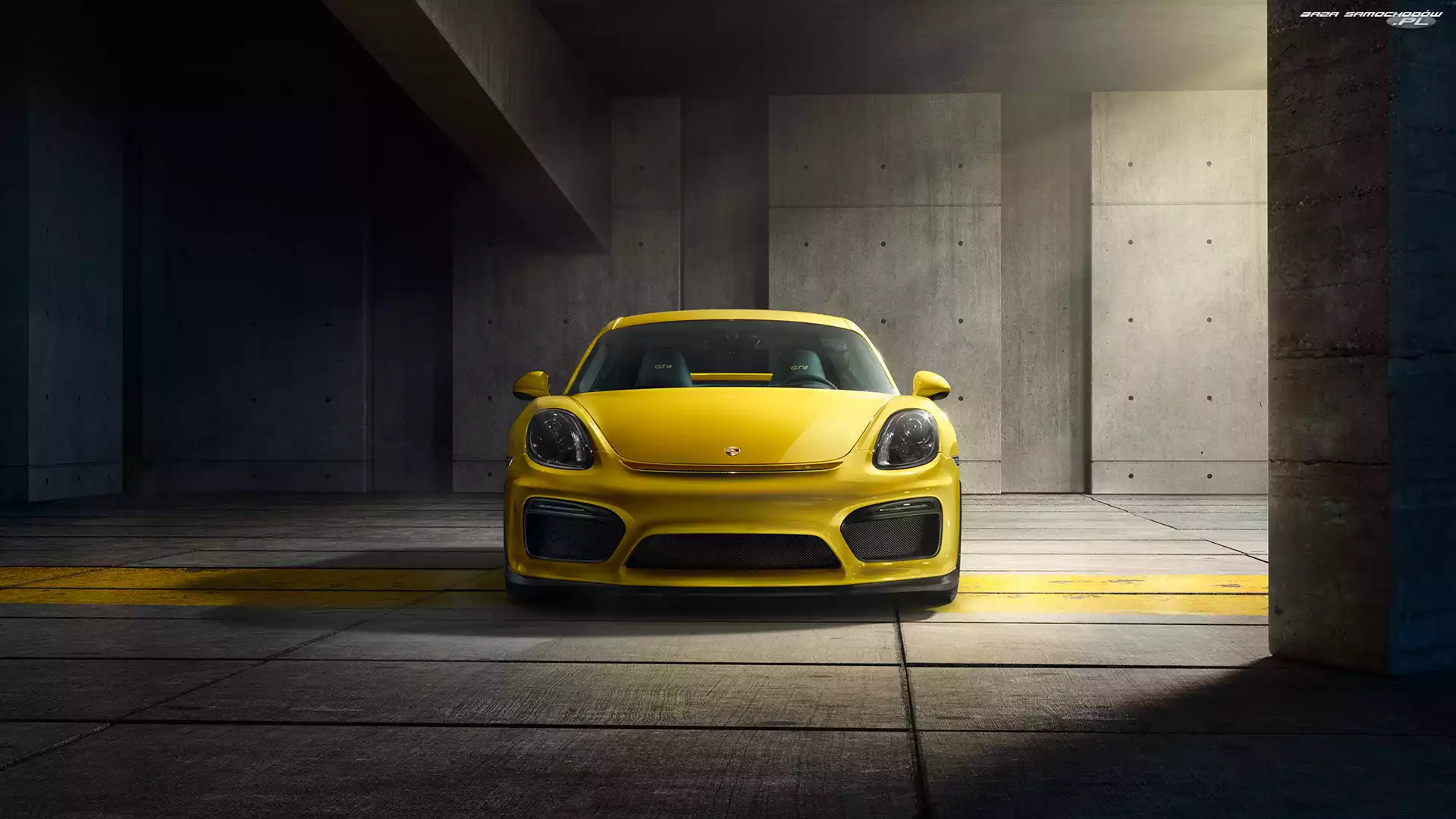 Przód, Żółte, Porsche Cayman GT4