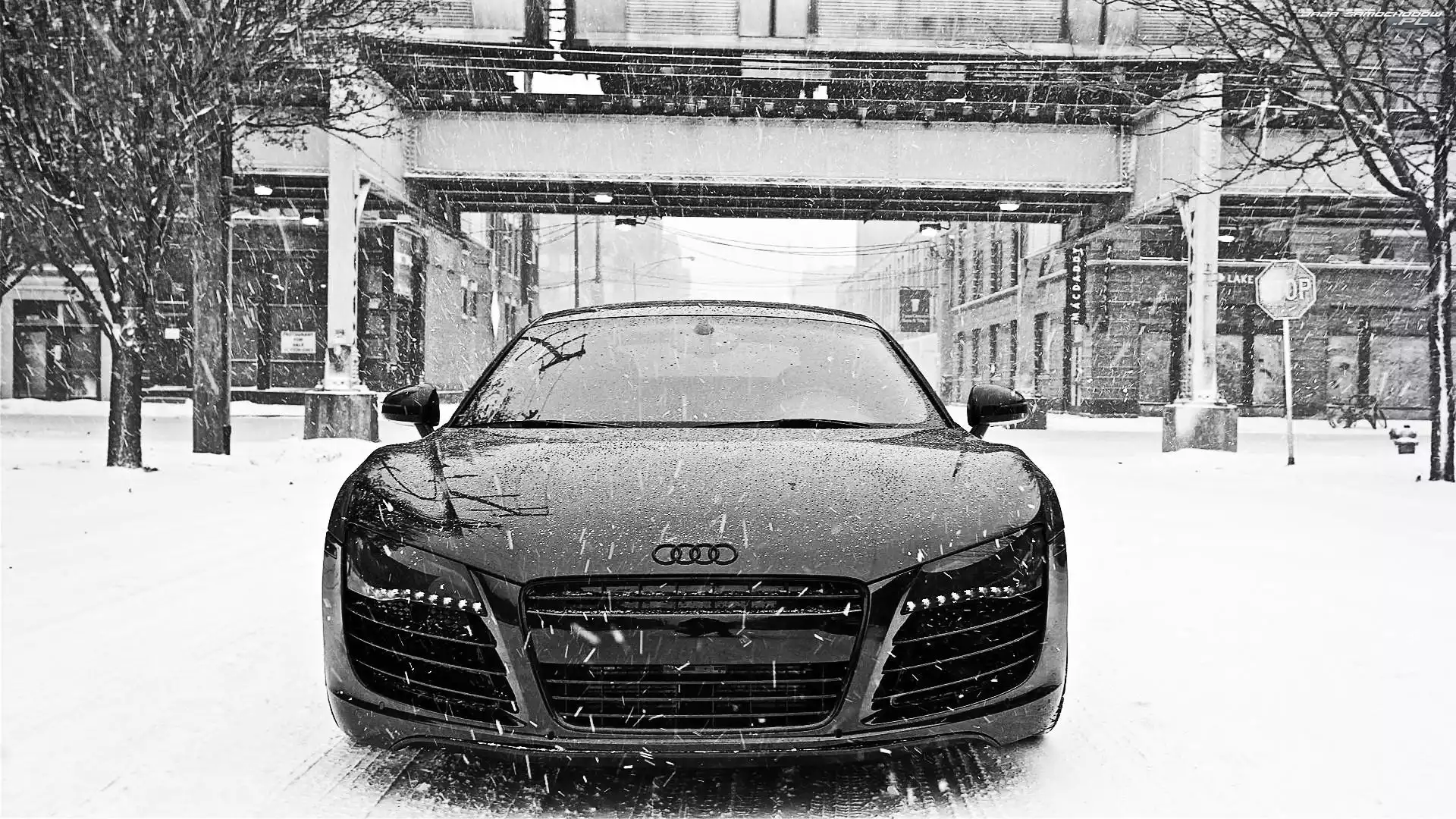 Śnieg, Audi R8, Zima