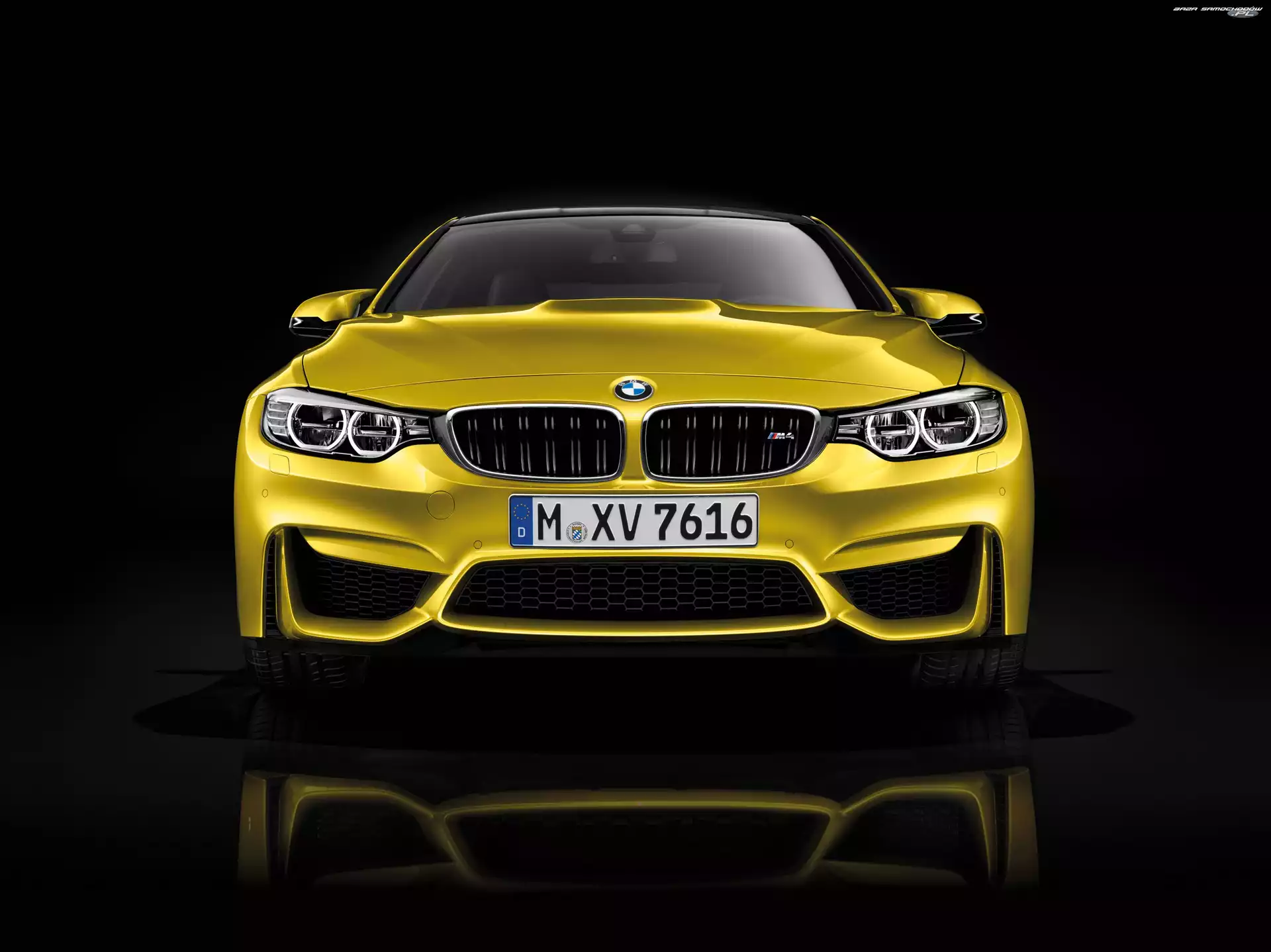ringi, lampy, BMW M4, Złote, przód