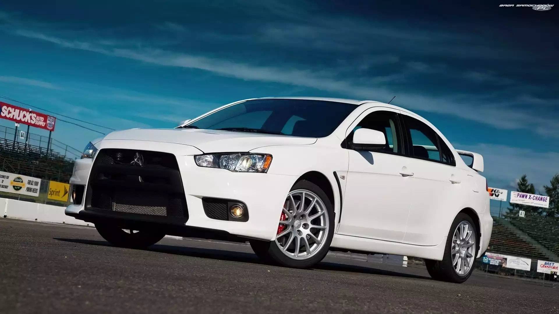 Samochód, Evolution, Biały, Mitsubishi Lancer