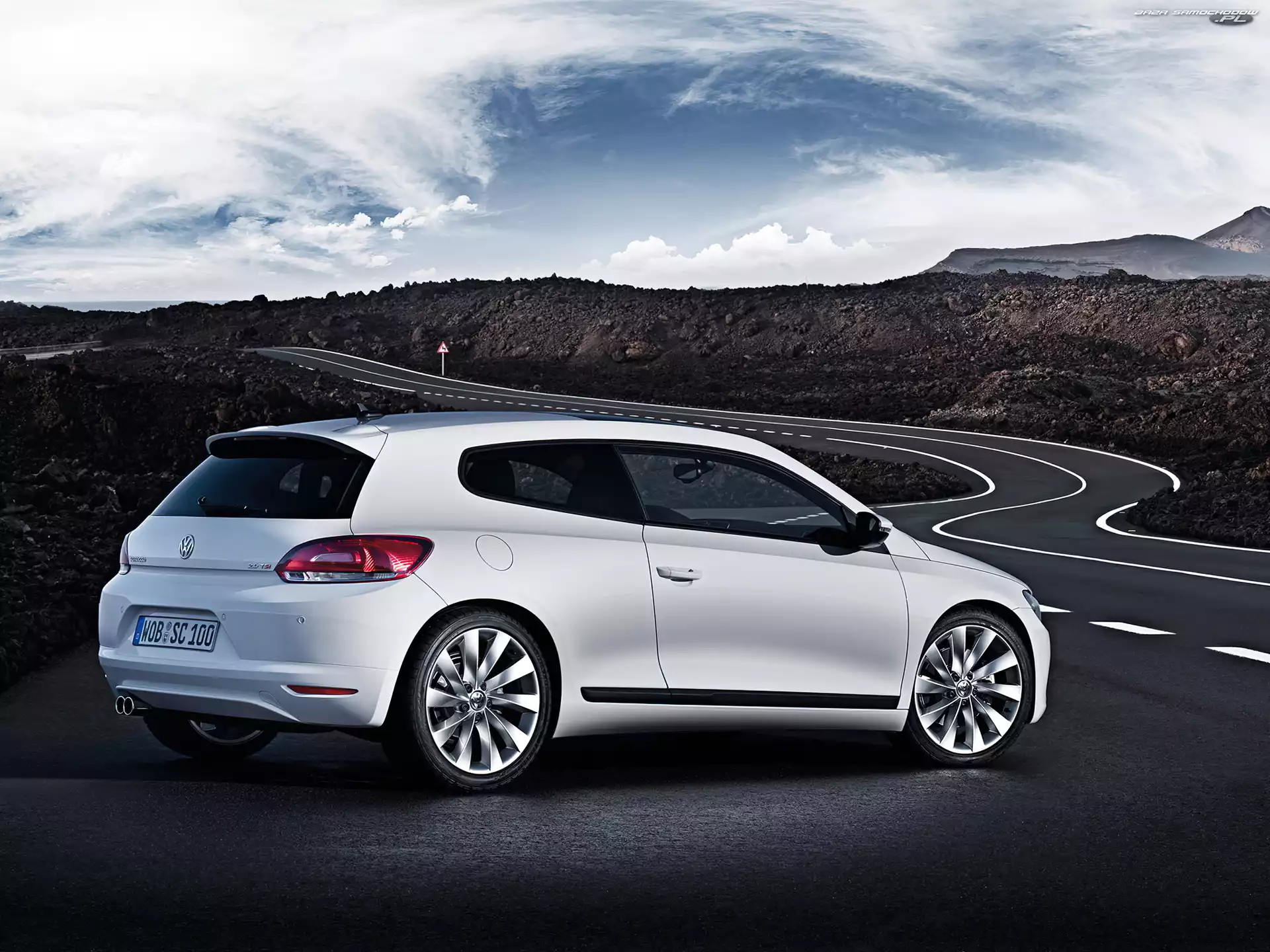 Scirocco, Volkswagen, Samochód, Droga, Biały