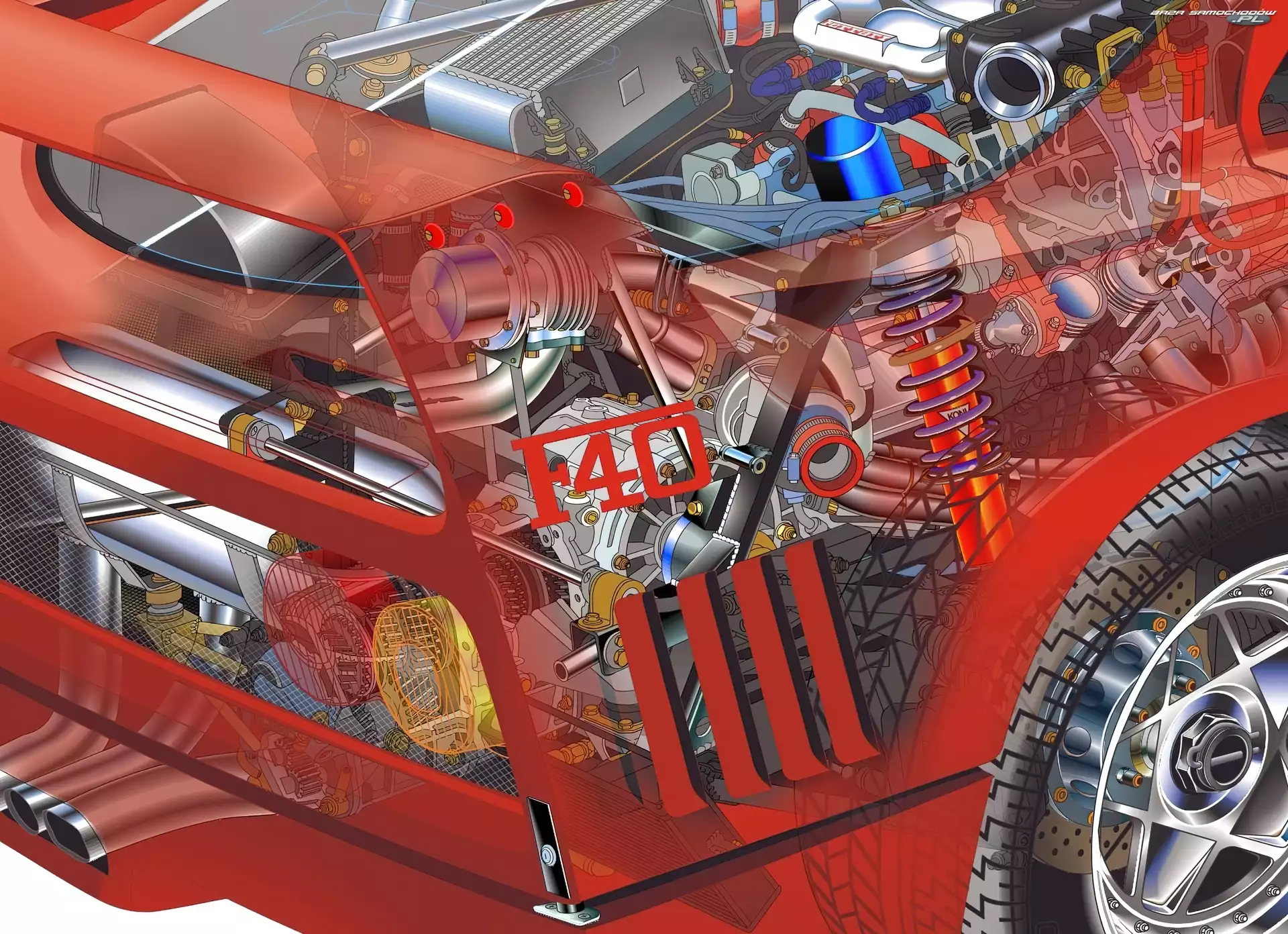 Silnik, Przekrój, Ferrari F 40