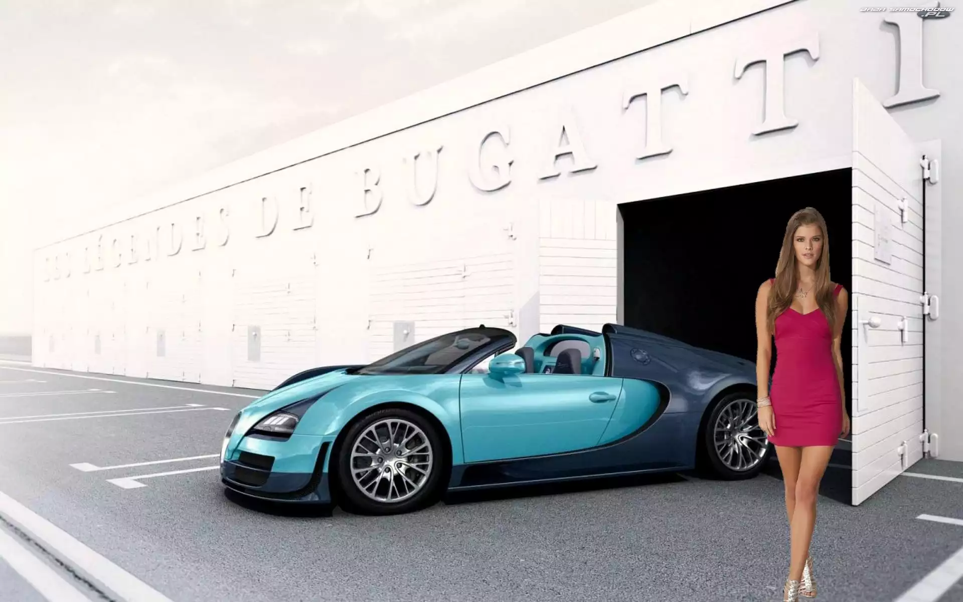 Modelka, Sportowy, Kobieta, Bugatti Veyron