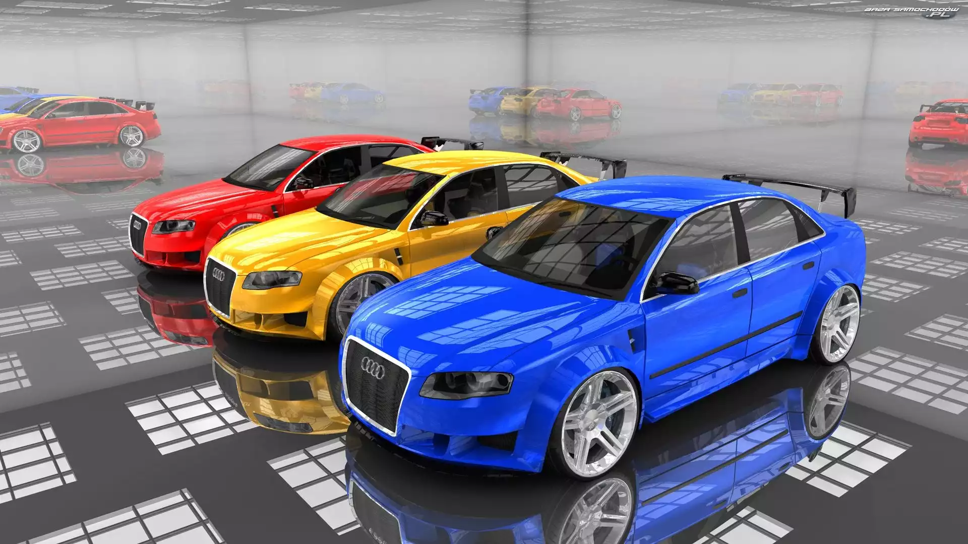 Tuning, Lustrzane, Audi A4, Odbicia