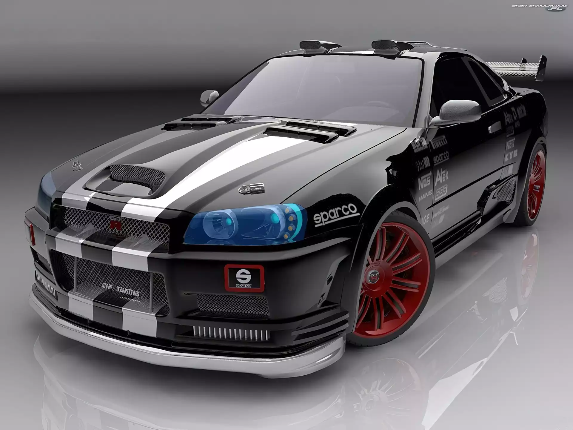 Tuning, Czarny, Nissan Skyline GTR