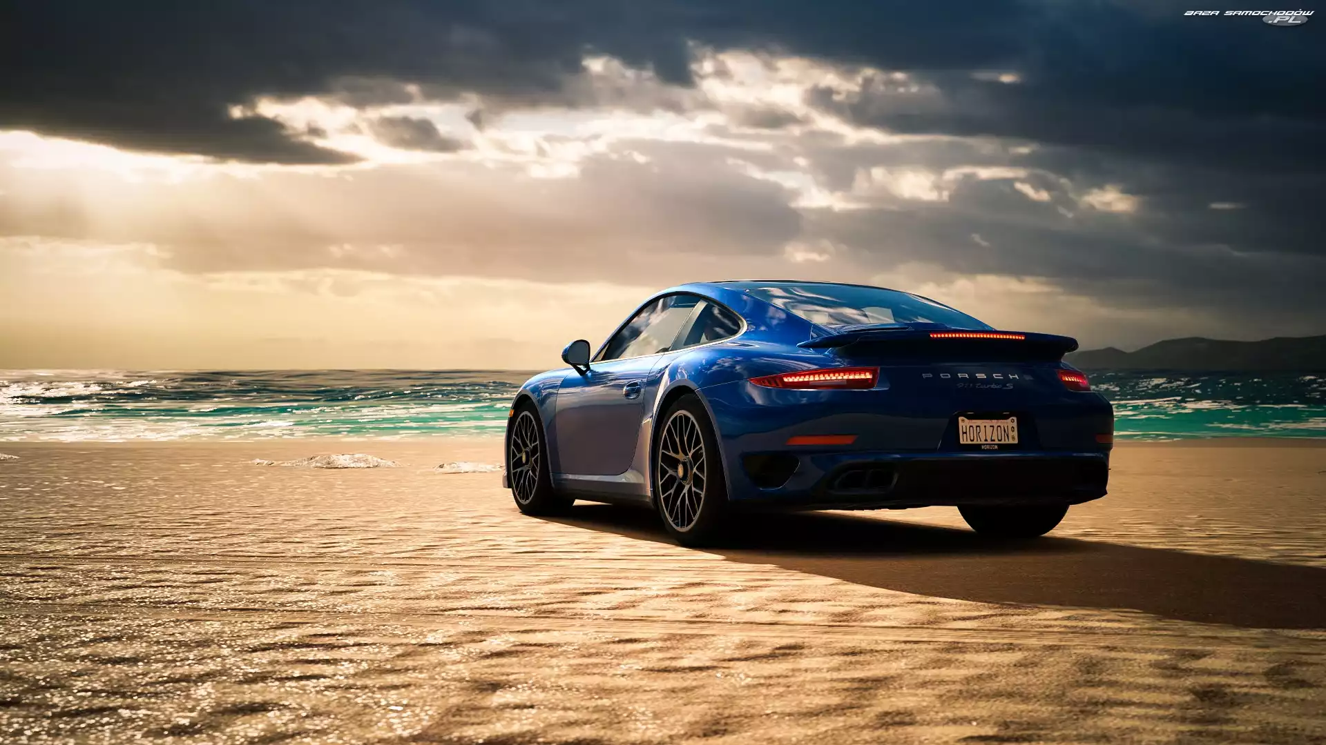 Tył, Niebieskie, Porsche 911 Turbo S