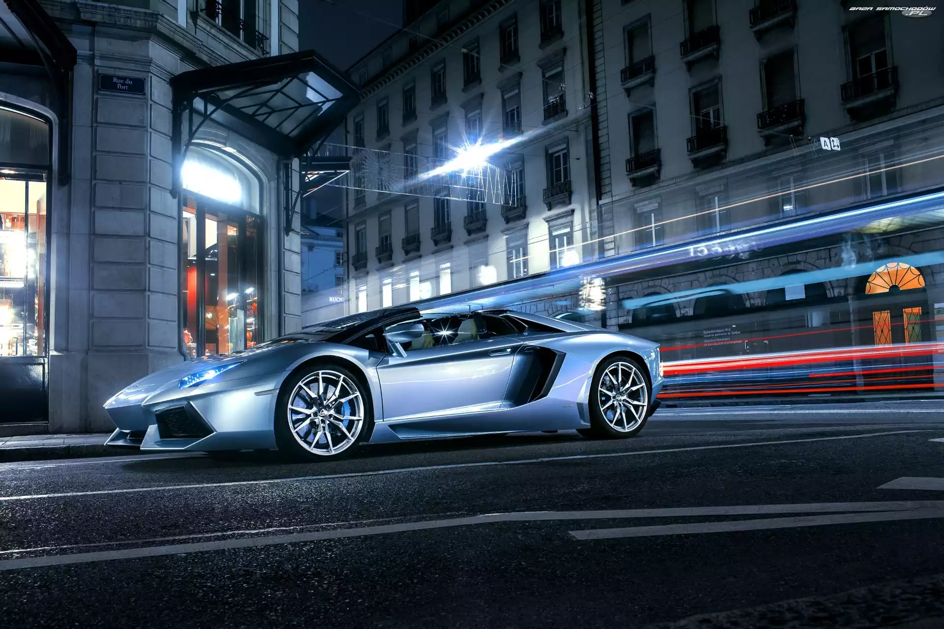 2013, Światła, Lamborghini Aventador LP 700-4 Roadster, Ulica