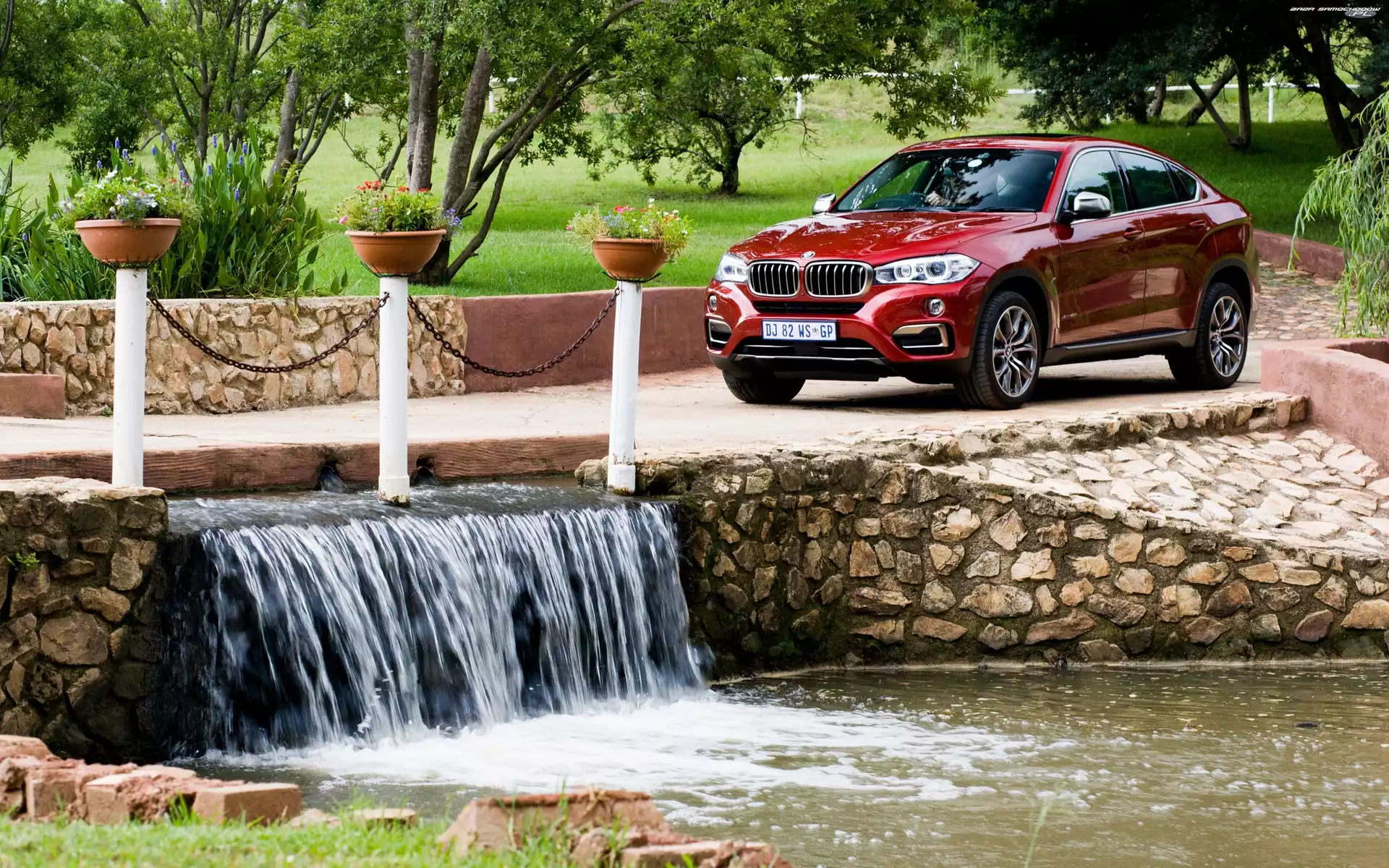 X6, Bmw, Wodospad, Park, Zieleń