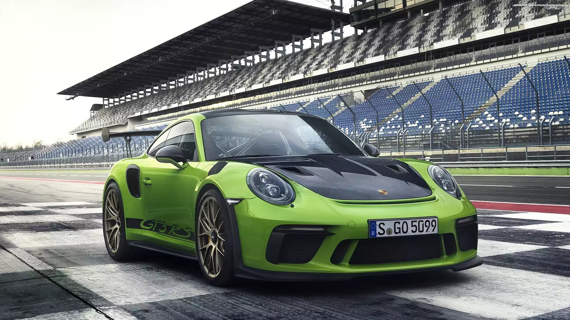 GT3, Zielone, Tor wyścigowy, 2019, Porsche 911, RS