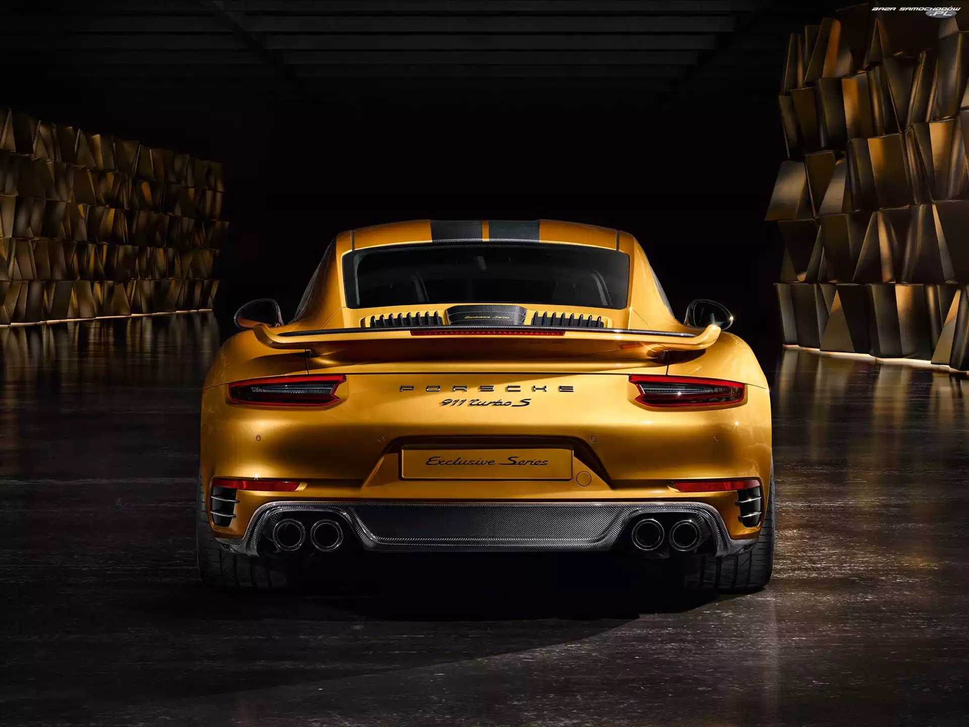 Tył, Złote, Porsche 911 Turbo S Exclusive Series