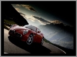 Alfa Romeo, Chmury, Czerwona, Droga