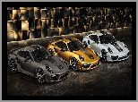 Bia�y, Z�oty, Porsche 911 Turbo S Exclusive, Trzy, Czarny