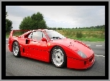 Czerwony, Ferrari F40, Samochód