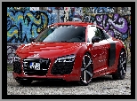 Graffiti, Ściana, Audi R8, Czerwone, Coupe