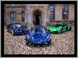 Koenigsegg Regera, Bugatti Chiron, Lamborghini Aventador Liberty Walk, Trzy, Samochody