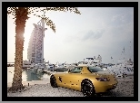 Żółty, Zjednoczone Emiraty Arabskie, Dubaj, Burj Al Arab, Palma, Hotel, Mercedes SLS