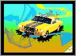Rysunek, Żółty, Ford Mustang